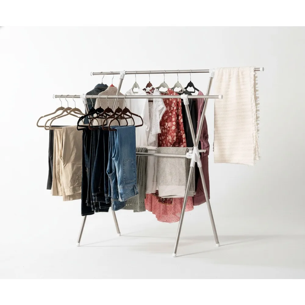 Opvouwbaar droogrek met uitschuifbare stangen, wasrek met grote capaciteit voor gezinnen, draagbare opslagoplossing