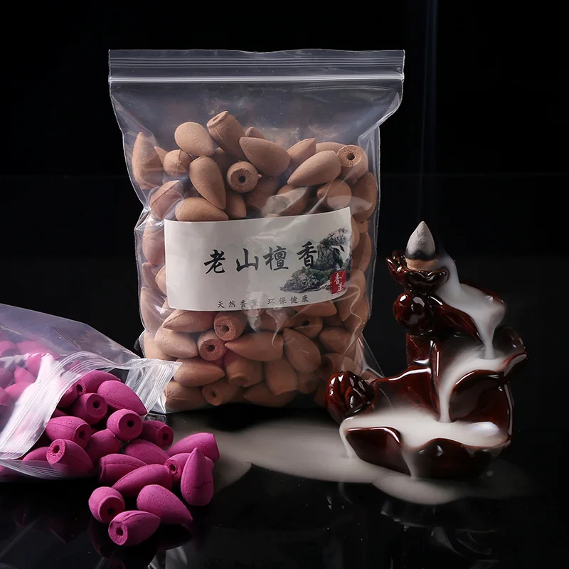 60PCS Backflow Incense Cones Mixed Flavor Natural Incense Floral Lavender Sandalwood  Rose Natural Tea Agarwood Air Fresheners