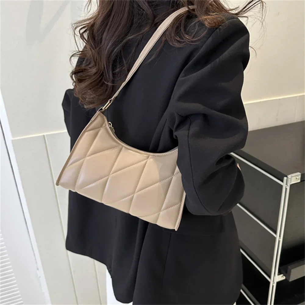 Black PU Leather Shoulder Bag Retro Solid Color Casual Female Hobos Handbags Women\'s Fashion Handbags Shopper Clutch Purse