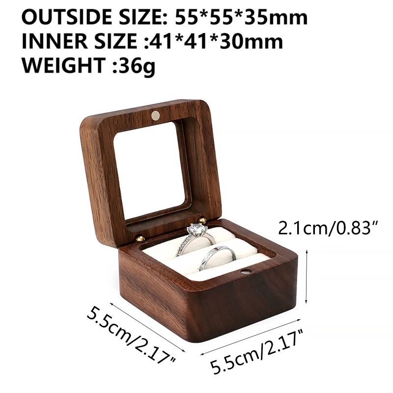 7 Styles Portable Retro Brown Wood Ring Box Jewelry Chest Organizer Earrings Flip Jewelry Wooden Presentation Box for Ca