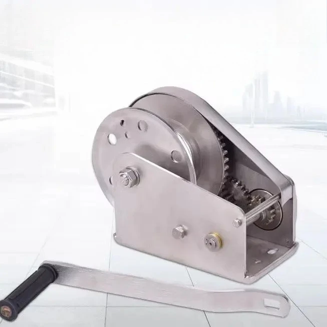 ونش يدوي 304 من الفولاذ المقاوم للصدأ في اتجاهين ذاتي القفل، ونش يدوي منزلي صغير