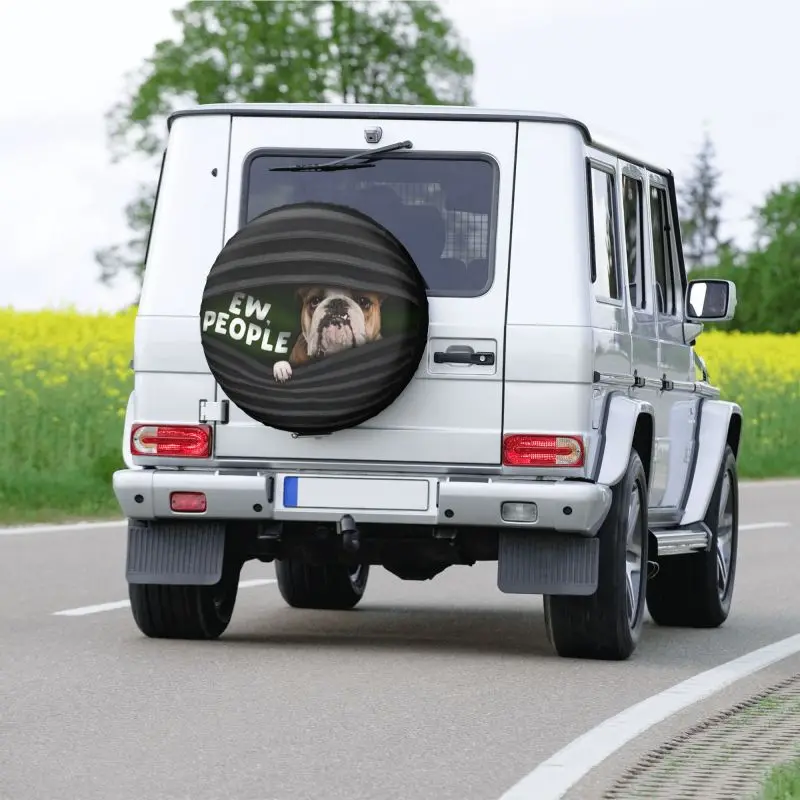 Funny Bulldog Spare Tire Cover for Mitsubishi Pajero Dog Lover SUV RV Trailer Car Wheel Protectors 14\
