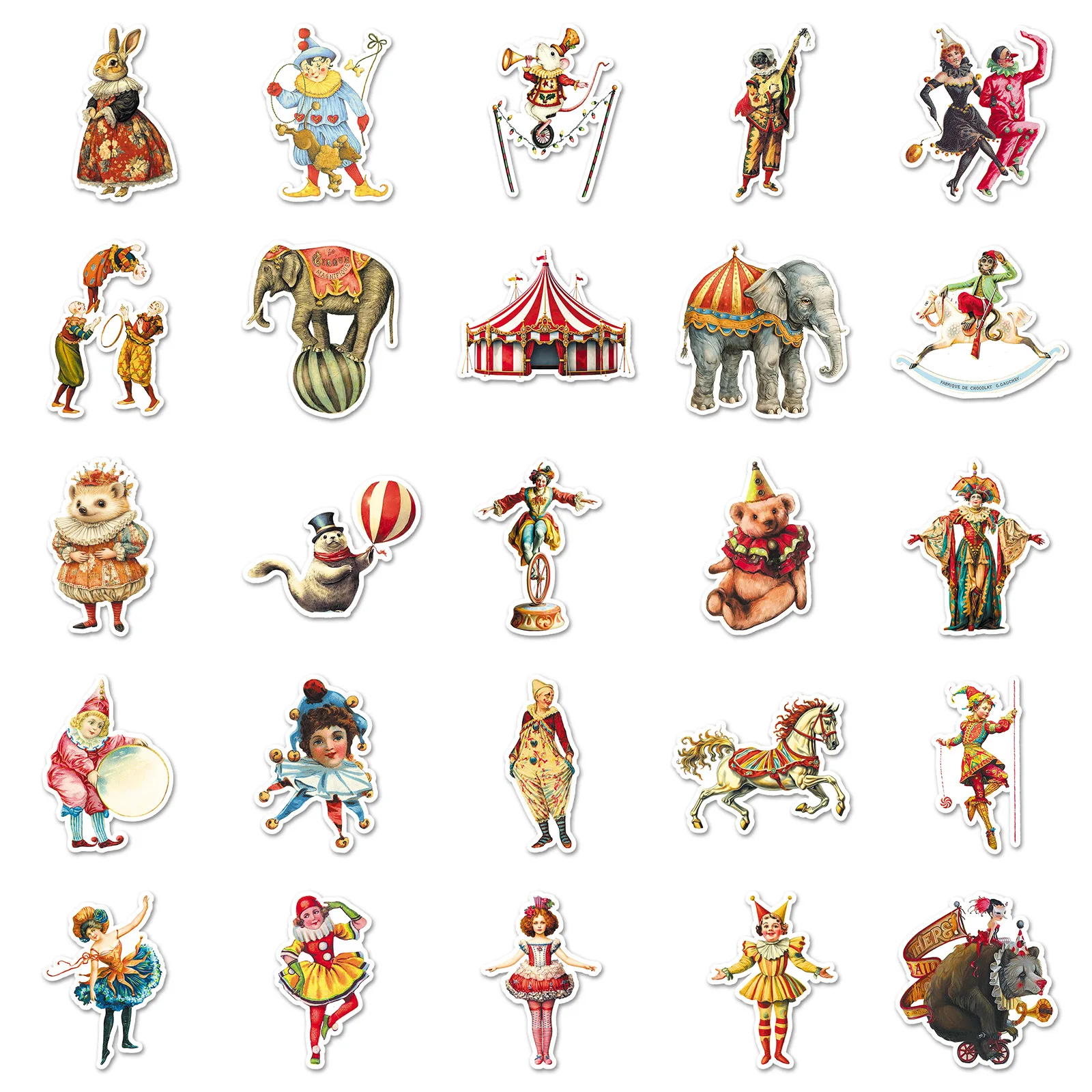 50 Pcs Victorian Vintage Circus Stickers Western Fairytale Royal Style Glamorous For Wall Notebook Storage Box