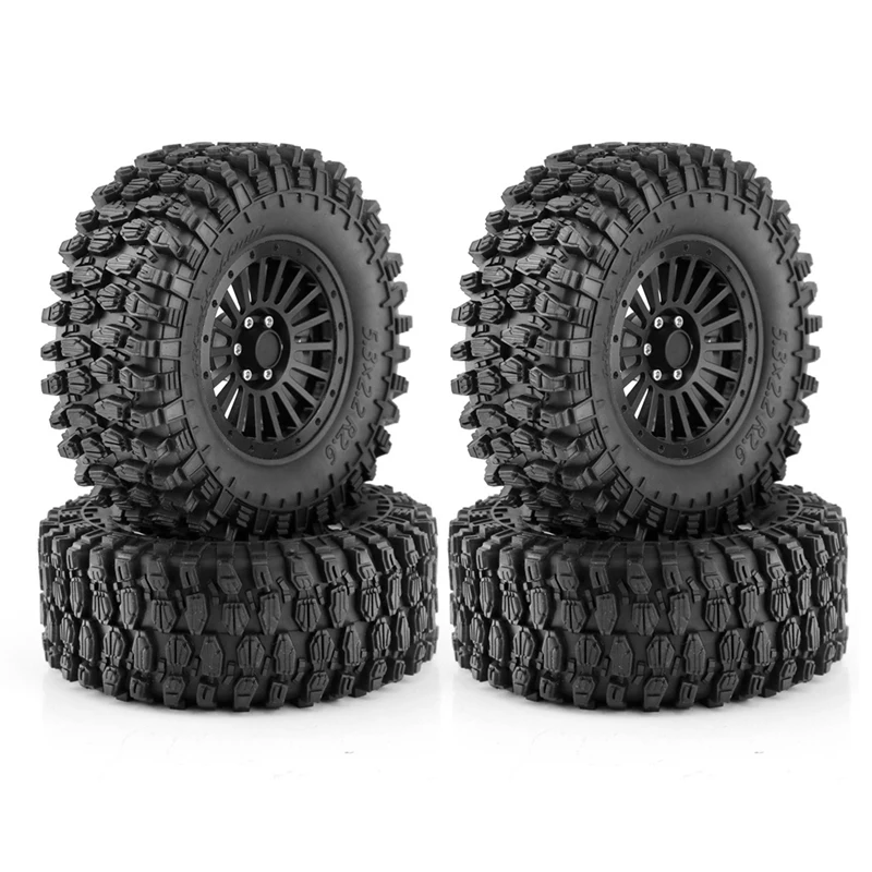 

4Pcs 135Mm 2.6 Inch Metal Beadlock Wheel Rim Rubber Tire Set For 1/8 1/10 RC Crawler Car Axial SCX10 Wraith RR10 Capra