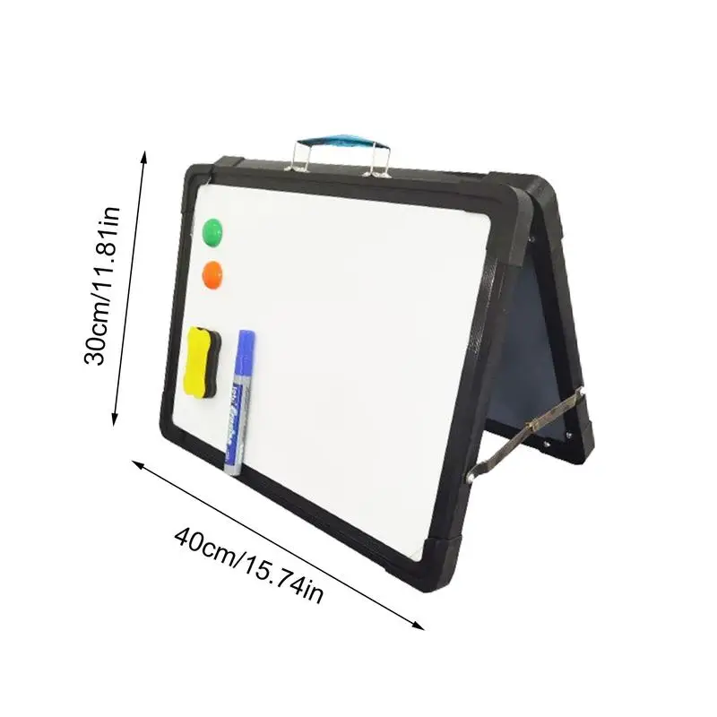 Imagem -06 - Double-sided Magnetic Dry Erase Board Dobrável Desktop Marker Escrita Desenho Aprendizagem Crianças Branco 16x12