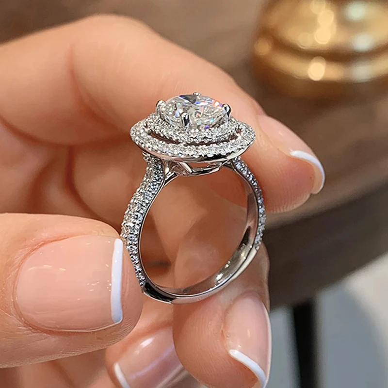 Huitan-Anillos Eternity con incrustaciones de circonita cúbica AAA para mujer, anillos de banda de forma ovalada, joyería de compromiso, tendencia de boda, 2022