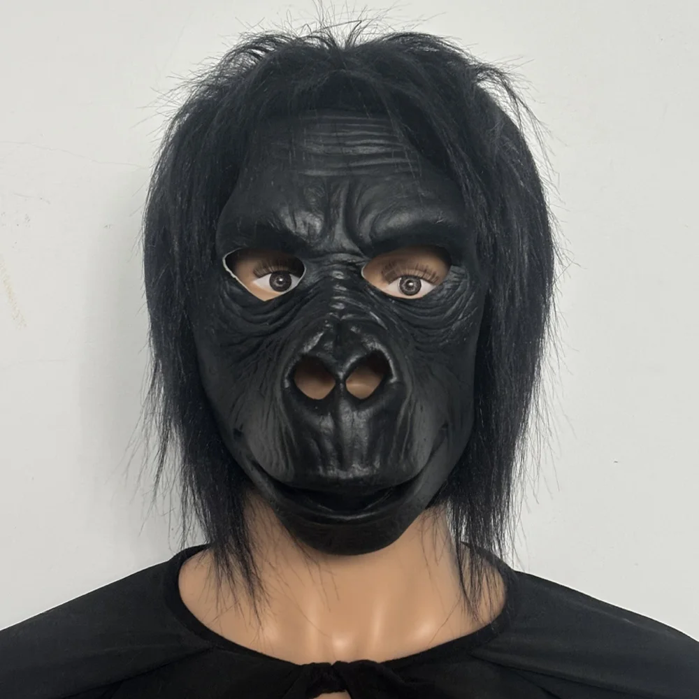 

Chimpanzee Mask Cosplay Animal Gorilla Black Full Face Latex Masks Orangutan Halloween Carnival Party Costume Props