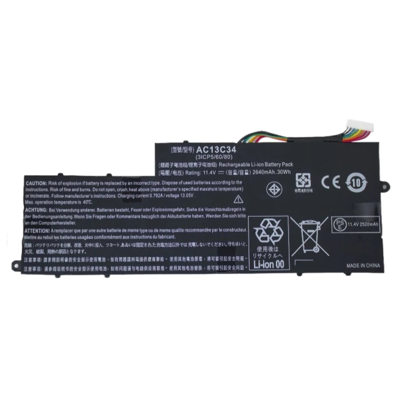 New AC13C34 Laptop Battery 11.4V 2640mAh for Acer Aspire V5-122P ES1-111M V5-132P E3-111 E3-112V E3-111-C0UM E3-111-C5AL MS2377