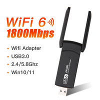 WiFi6 USB WiFi Adapter 1800Mbps Dual Band AX1800 2.4G/5GHz Network Card USB3.0 Wifi Dongle Receiver MU-MIMO For PC Laptop Window