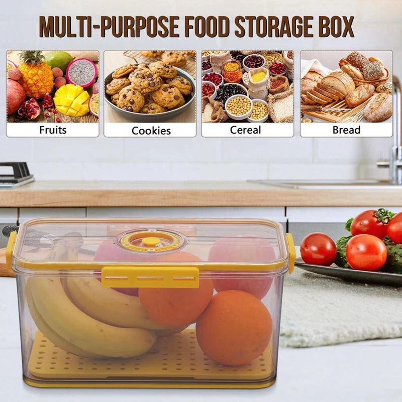 Bread Box Bread Boxes For Kitchen Counter Airtight, Time Recording Bread Storage Container With Lid