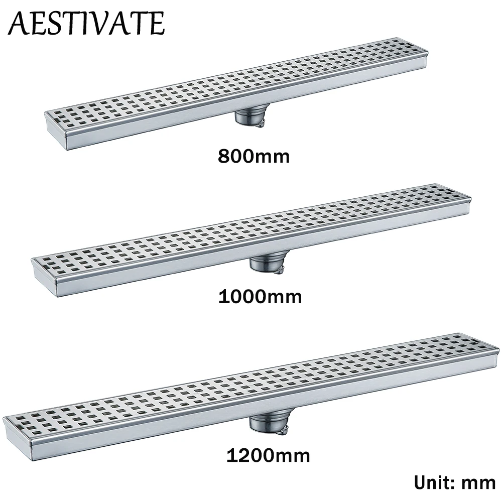 

Invisible Floor Drain 304 Stainless Steel Rectangle Anti-odor Bath Shower Tray Long Drainage Linear Floor Drains Cover Brushed