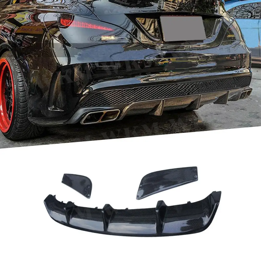 Carbon Fiber 3Pcs R Style Rear Diffuser For Mercedes Benz CLA W117 CLA180 CLA200 CLA250 CLA45 AMG Package 2013 -2018 Body Kit