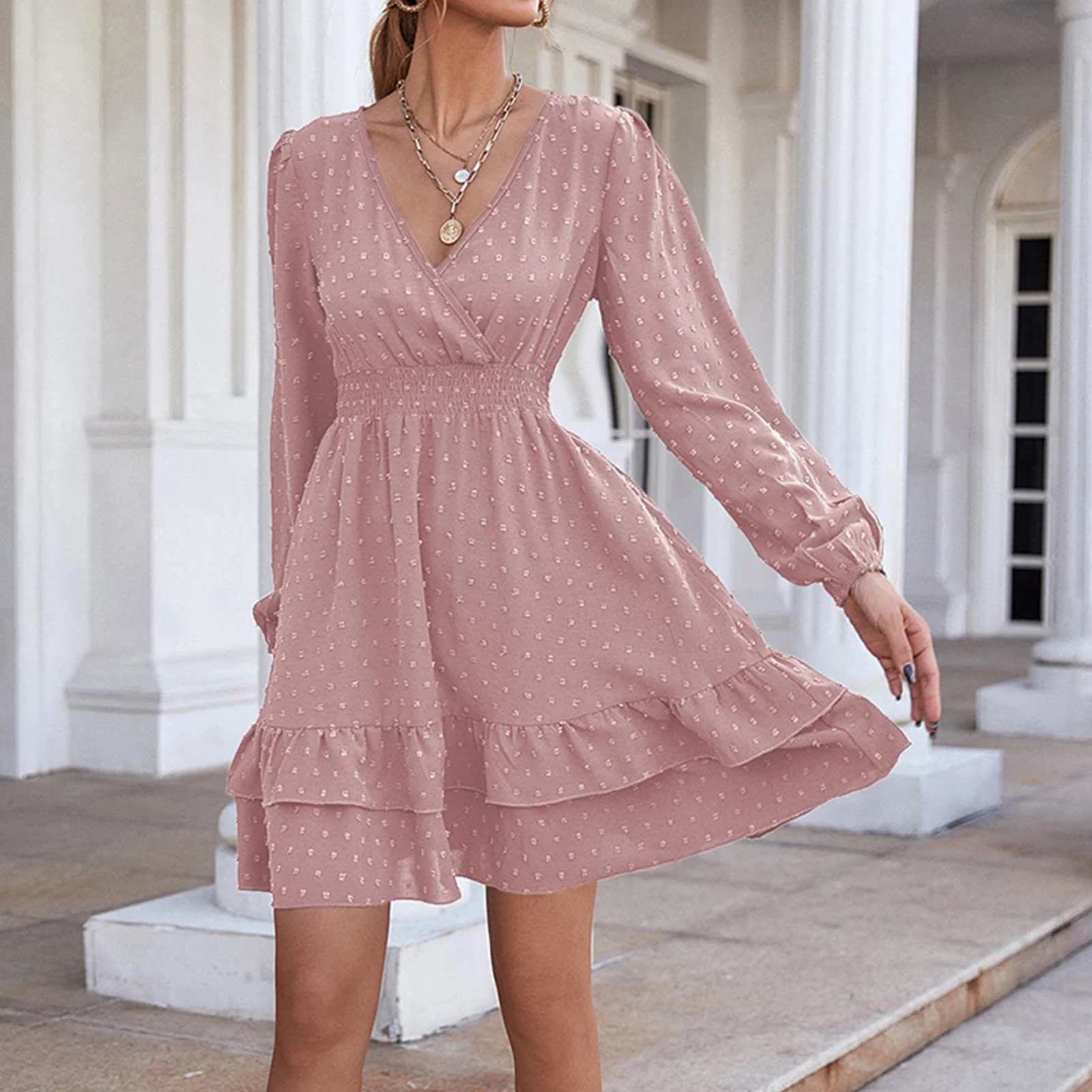 Robe à la mode à col en v, flatteuse, confortable, respectueuse de la peau, robes polyvalentes pour femmes, travail d'affaires, cadeau de soirée