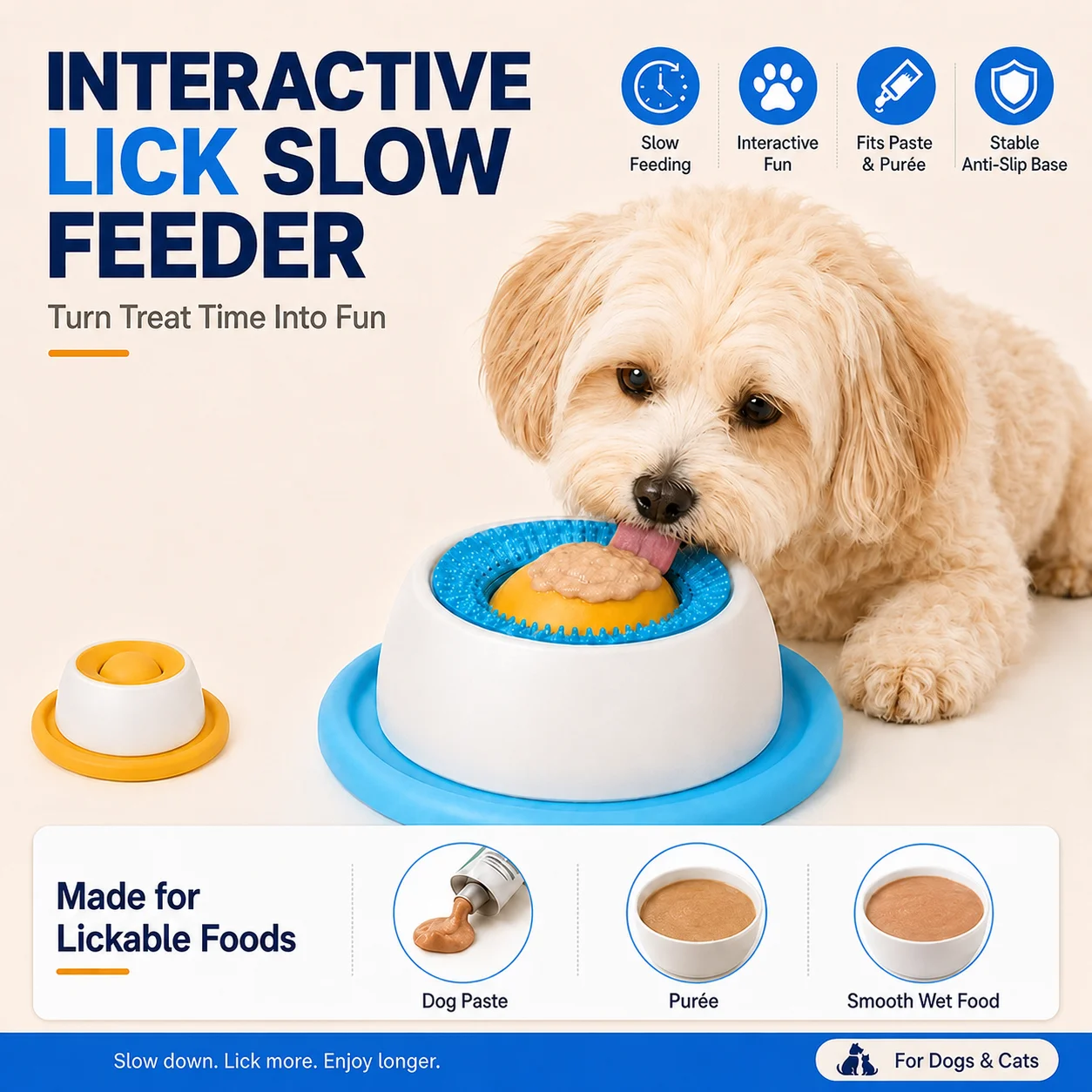 Dog Licking Bowl Slow Feeder Interactive Enrichment Toy for Dogs Suction Feeding Bowl for Treats Anxiety Relief Training Aid