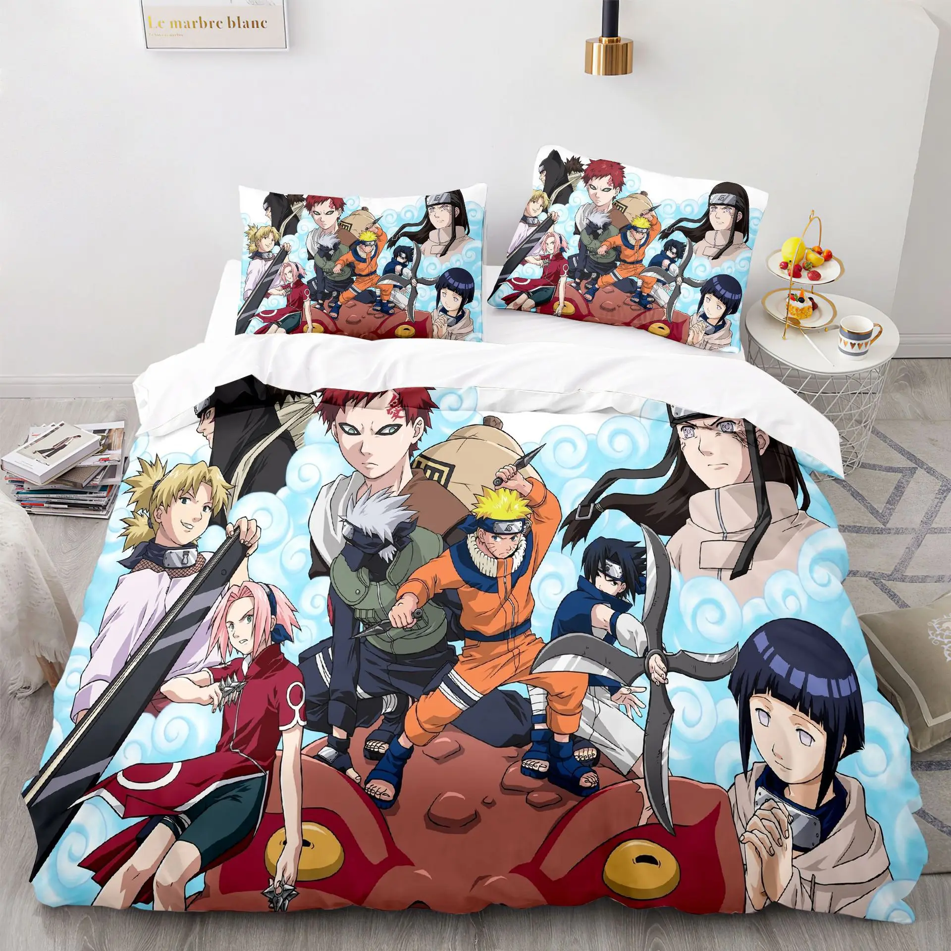 Naruto Printed Pillowcase Duvet Cover Three Piece Set Cartoon Pattern polyester Bedding Set Single Double Bed Full-Size