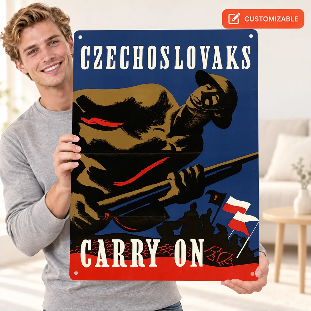 Czechoslovak Soldier Aluminum Poster Personalized Metal Sign Vintage Graphic Wall Art For Model Collection Room Veteran Gift