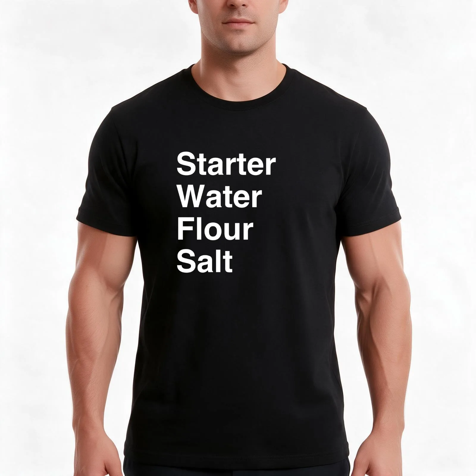 Sourdough Ingredients (White) | T-Shirt Summer Casual Cotton Tee Oversized Streetwear Tops Vintage Graphic Print 100% Cotton
