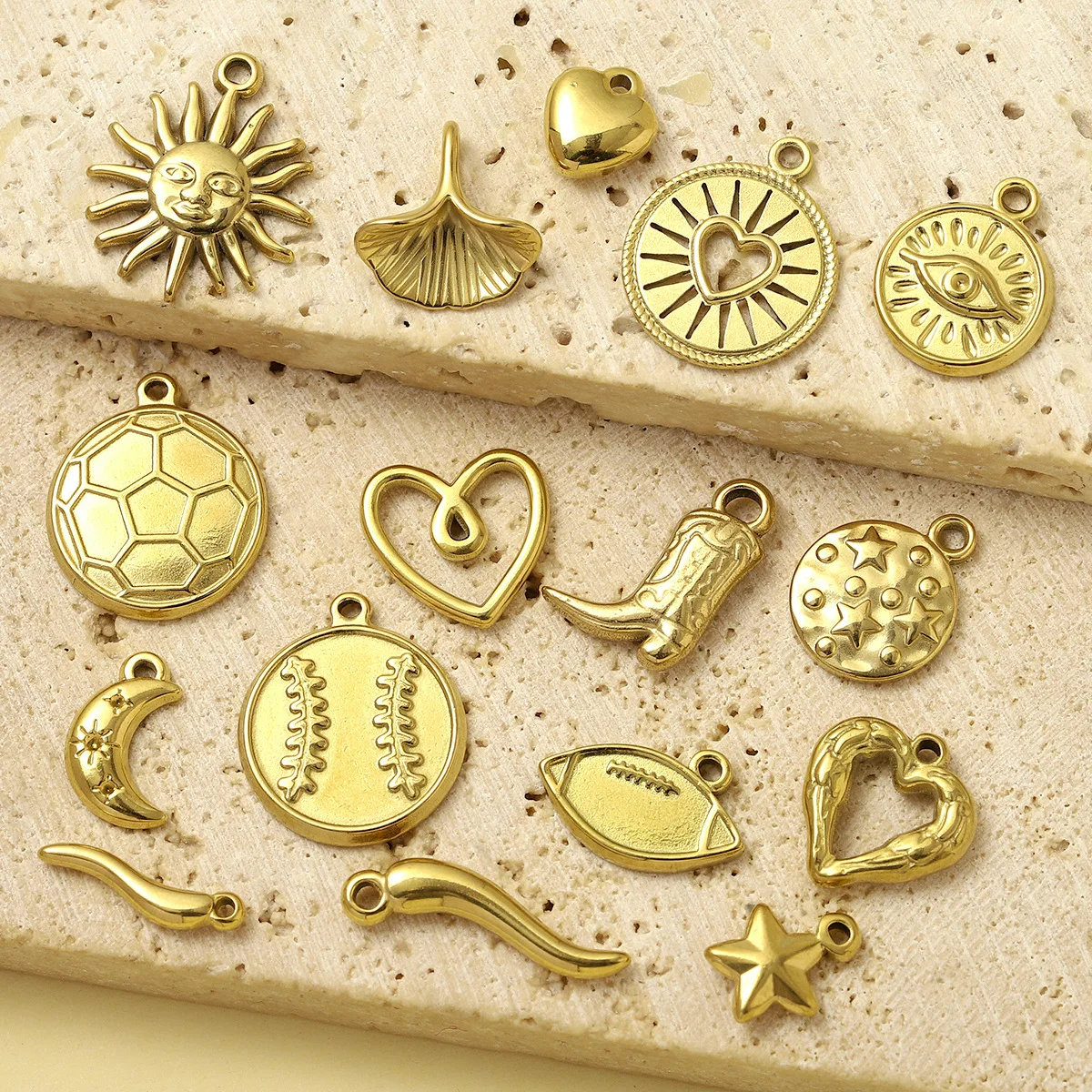 WG 2pcs/lot 14 Style Stainless Steel Soccer Ball Baseball Heart Sun Boot Star Chili Pepper Charm Pendant For DIY Necklace Jewelr