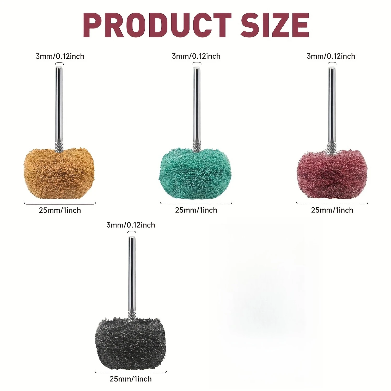 52Pcs Mixed Nylon Fiber Polishing Wheel Set 25mm 3mm Shank Scouring Pad Abrasive Grinding Head for Rotary Tool Rust Removal