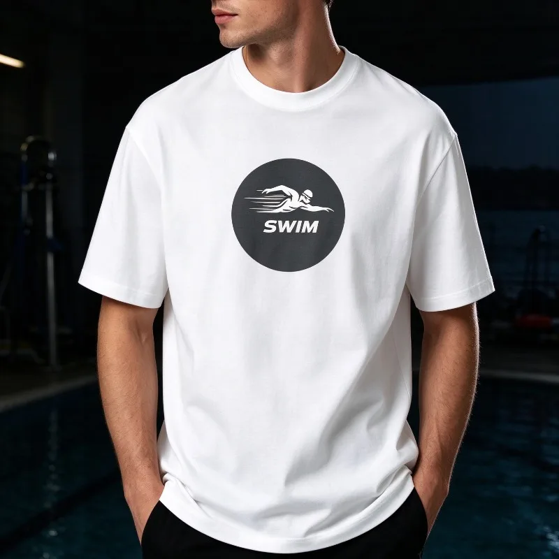 SWIM Swimming Figure T-Shirt Men Modal Short Sleeve Sports Graphic Summer Beach Casual Fitness Street Tee