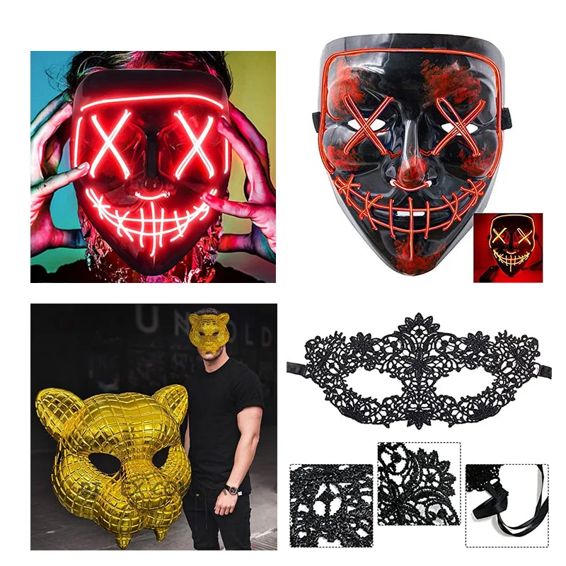 

Halloween Role-playing Costumes and Accessories for Animal and Couple Black Camouflage Mask Parties and Stage Performances