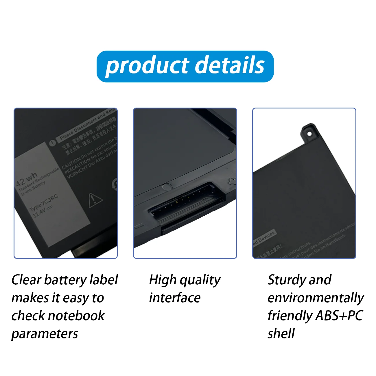 7CJRC 11.4V 42Wh Laptop Battery E7470 Series 12 E7270 Battery  For Dell Latitude E7470 E7270 21X15 v6vmn