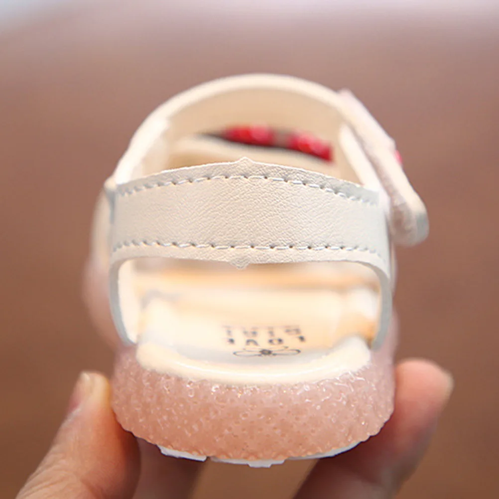 

1 Pair Kids Summer Sandals Cherry Pattern Soft Sole Breathable Anti-Deformation Cartoon Design For Toddler Girls Beige Size 17