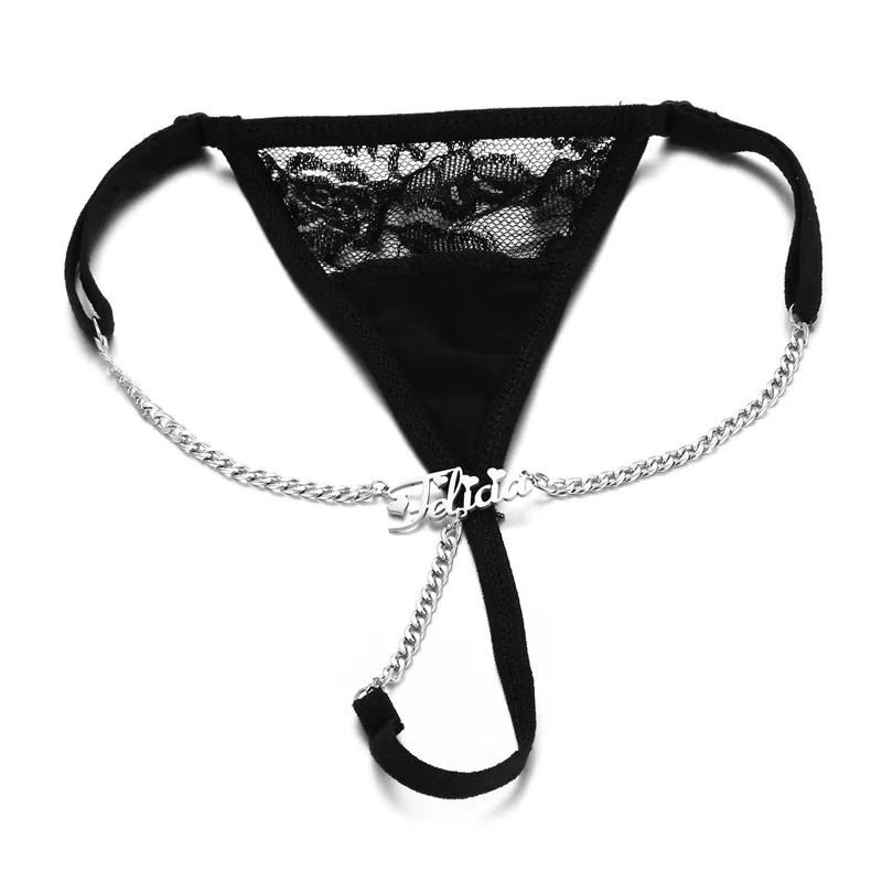 Custom Name Bikini Waist Chain Sexy Panties Personalized String Customize Metal Letter Thong Women Lingerie Tange Hotwife Briefs