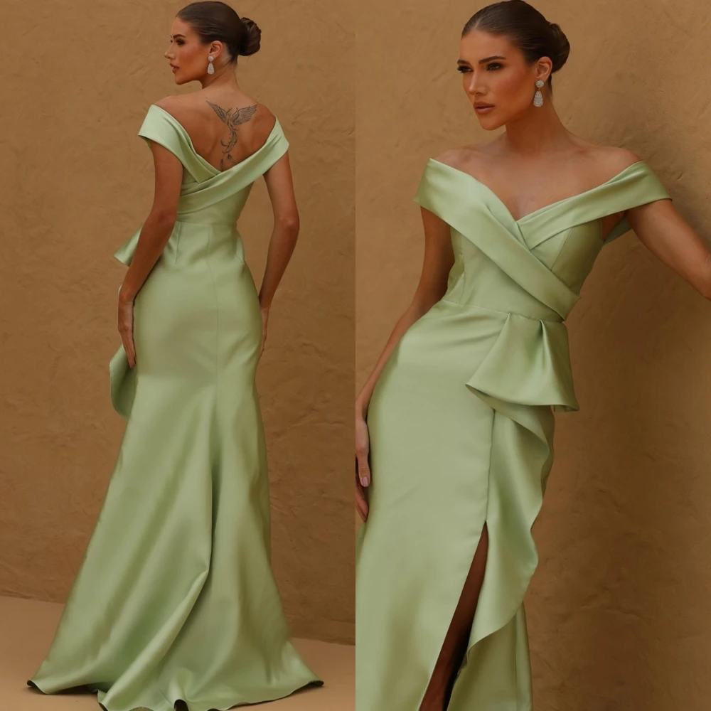 Robe de soirée sirène en Satin, personnalisée, gracieuse, col en v, robes de bal élégantes, robes d'occasion spéciale de tempérament