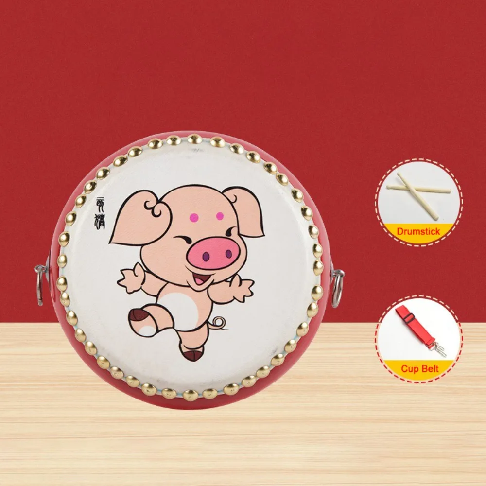 Leder-Oberfläche Kinder-Cartoon-Trommel Trommelstöcke PVC Holz Tier Percussion-Instrument Pädagogisches Schlaginstrument