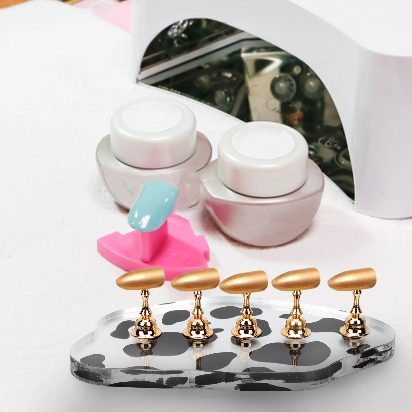 

Nail Art Practice Stand Acrylic Display Base Salon Beauty Manicure Holder Easy Polish Application Training Tool