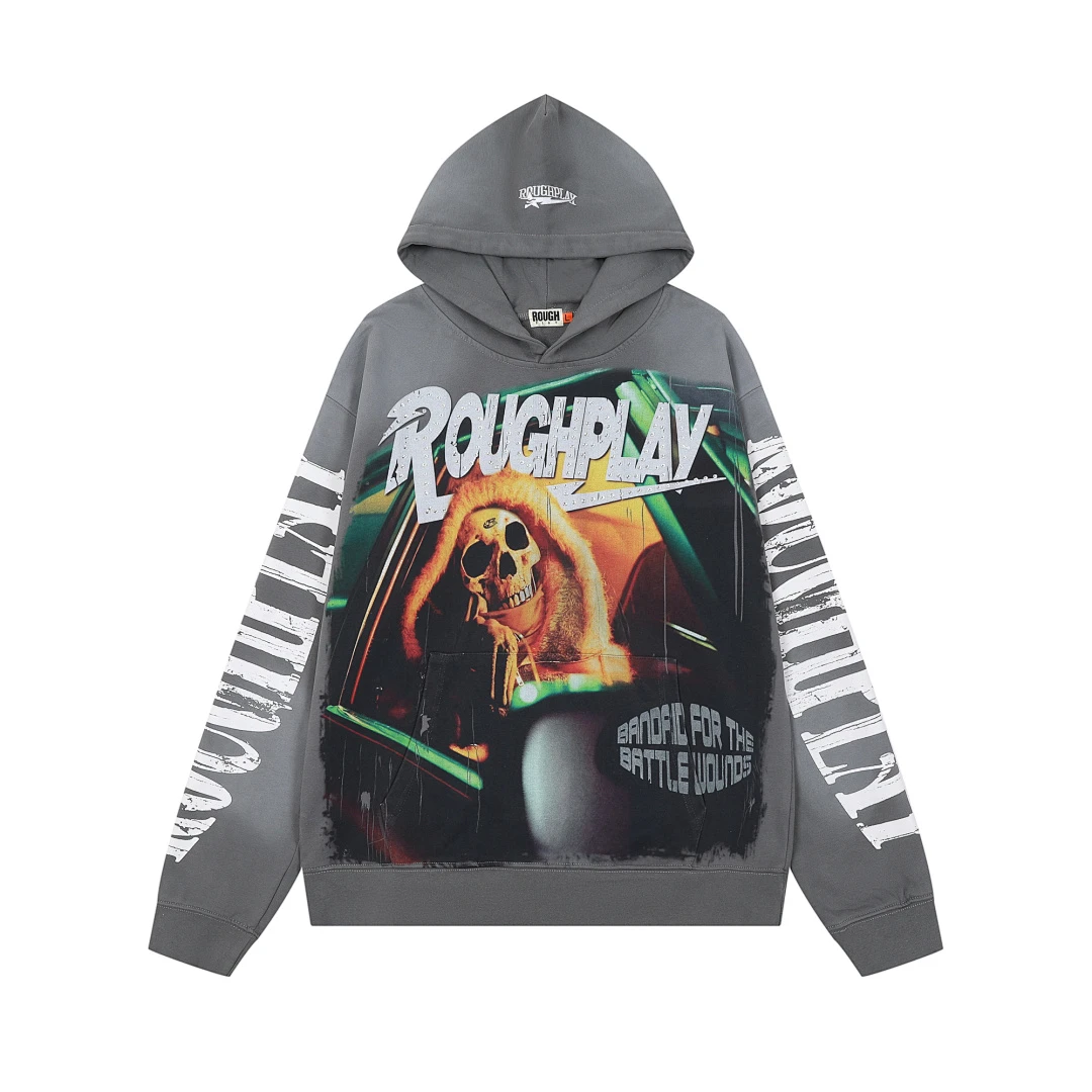 European and American street hot diamond pure cotton washed and aged hoodies and sweatshirts