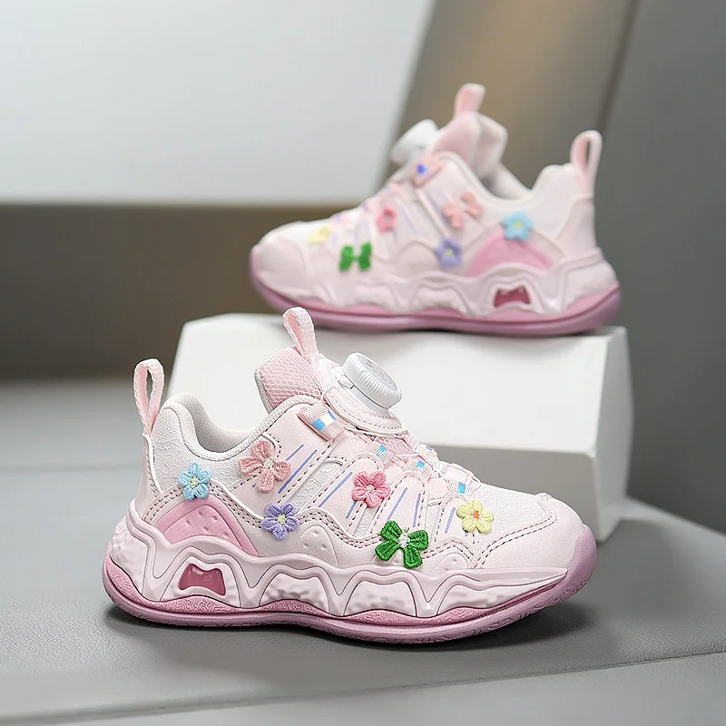 New Design Fashion Pink Running Shoes Trainers Girls Breathable Quality Platform Sneakers Size 31-35 Outdoor Sport Sneaker Child