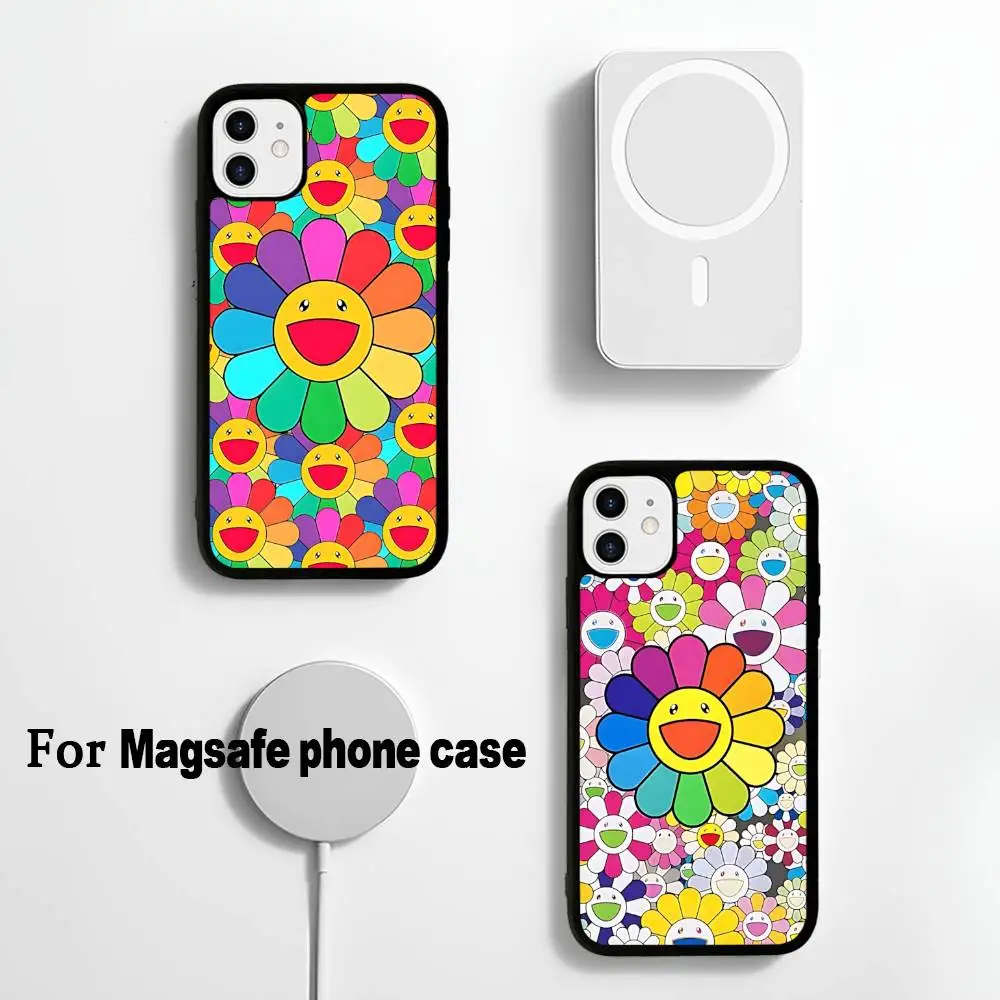 Famous Flower T-TakashiS Artwork M-MurakamiS Magnetic Wireless Phone Case For IPhone 17 16 15 14 13 Pro Plus Mag Phone Cover