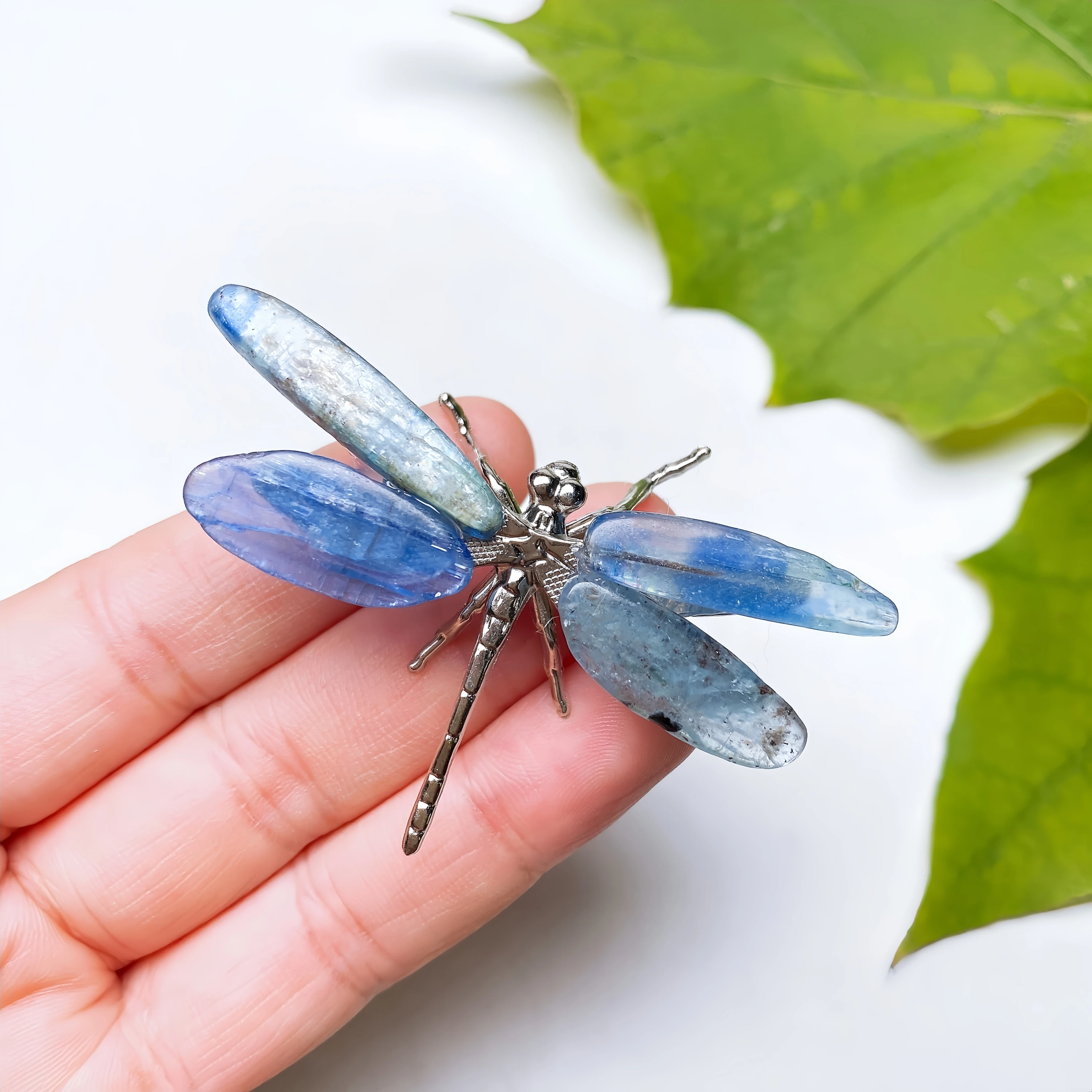 Natural Blue Kyanite Dragonfly Figurine Crystal Stone spar crafts Butterfly Reiki Healing Mineral Home Decoration Chakra Gift