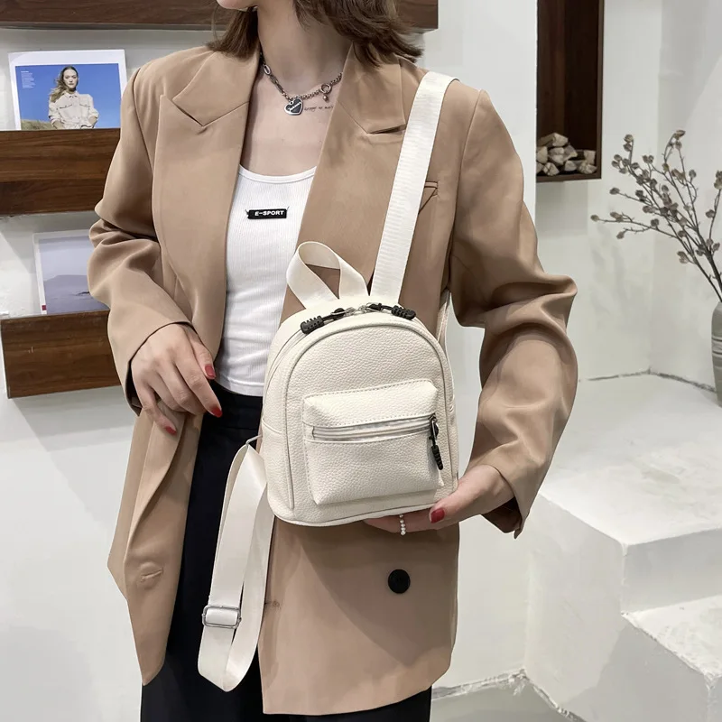 Women's Backpack Carrying New Trend Fashionable Casual Versatile Simple Solid Color Lightweight Travel Mini Outing