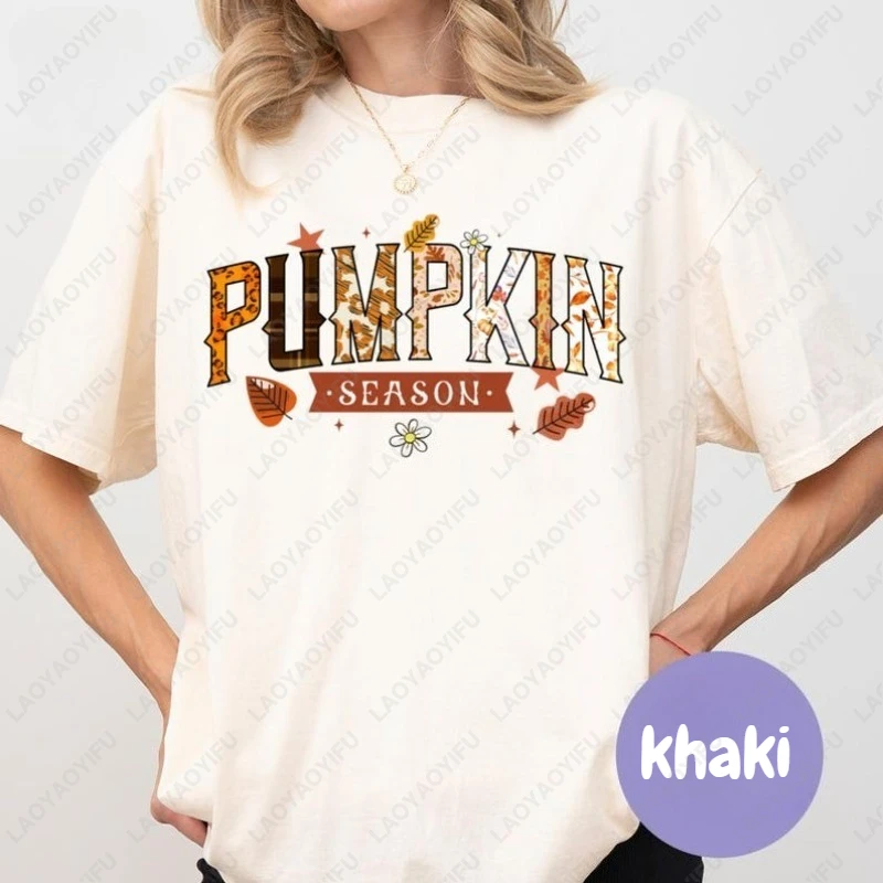 

Pumpkin Season Graphic T-Shirt Fall Season Tees Woman Thanksgiving Shirt Autumn Vibes Shirt Thanksgiving Pumpkin