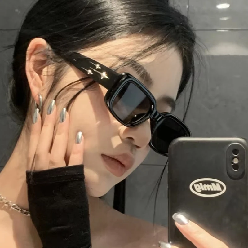 

Motorcycle Retro Y2K Style Small Square Sunglasses Women kitten Eye Sunglasses Fashion Colorful Mirror Outdoor Driving Goggles