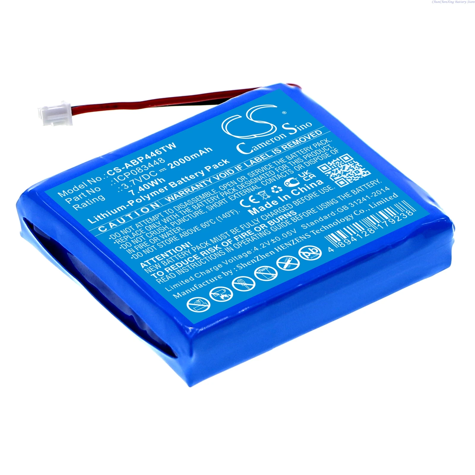 ICP de batería de 3,7 V 2000 mAh 083448   Para flotador Midland Albrecht TecTalk, para Stabo Freecomm 850, para Albrecht PMR446, Bambini Babysitter