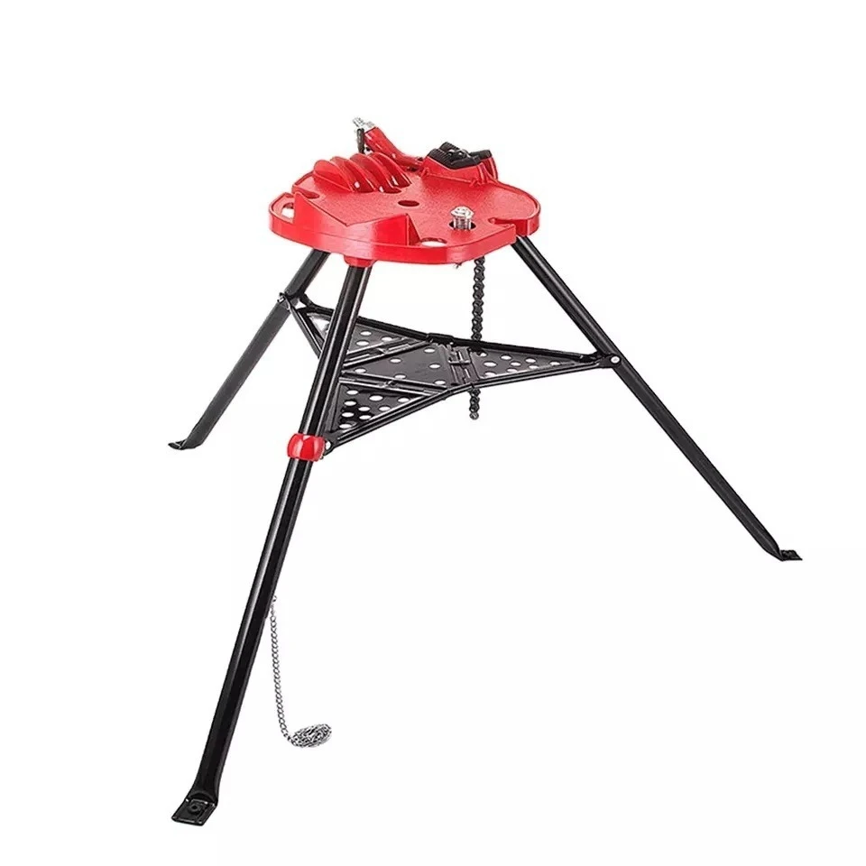 Heavy Duty Pipe Stand with Foot Chain Pipe Wrench Vise Holder Adjustable Height Plumbing Support Tool