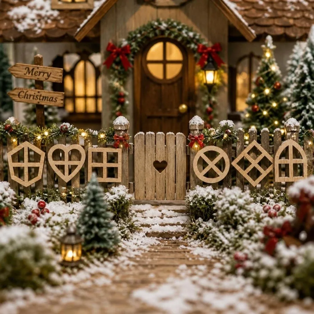 100pcs 6 Designs Wood Window Cutouts Hand Crafted Multipurpose Wooden Miniature Windows Unfinished Wood Slices DIY Projects