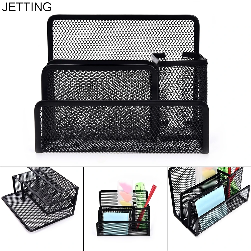 Collection Office School Supplies Metal Mesh Organizer Multi-functional Pen Holder Stationery File Paper Organiser Storage