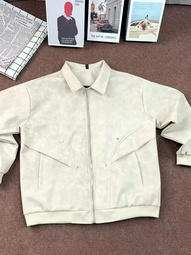 

Мужская куртка в американском ретро-стиле, весенне-осенняя, свободного кроя, на молнии, модная, универсальная верхняя одежда с длинными рукавами для молодежи