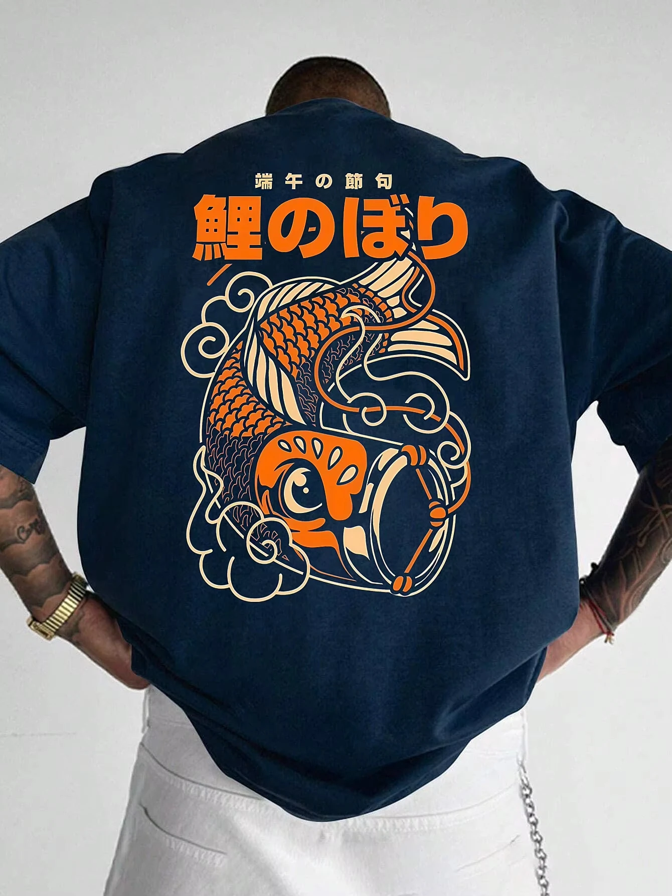 2026 Men Summer New T-shirt Cotton Material Loose Fit with Japanese Patterns Suitable for Outdoor Wear and Versatile in Style