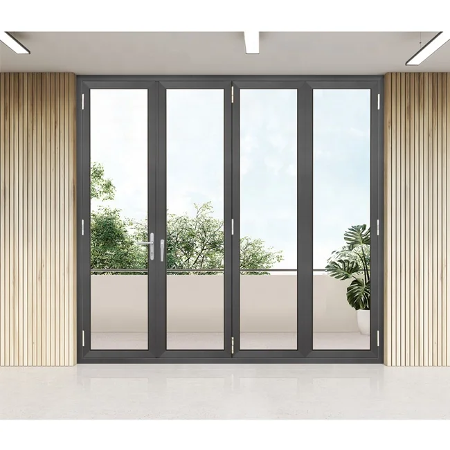 Black Color Design Bi Fold Corner Doors Bi Fold Doors Aluminum Corner Glass Folding Door