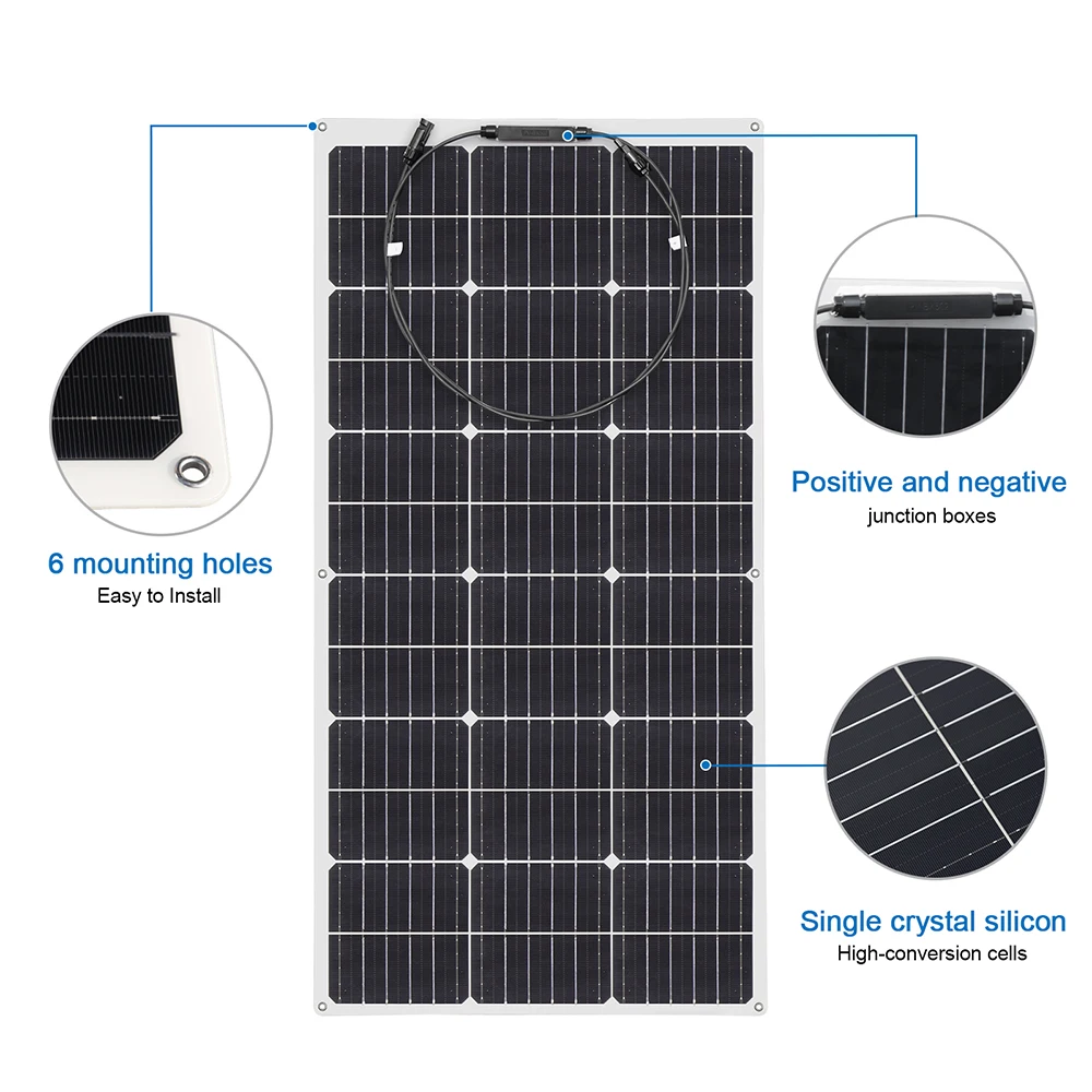 XINPUGUANG Flexible Solar Panel Sets 18V 100W 150W 200W 300W 400W For Car/Home/Camping Waterproof Mono Cell Solar Charge Battery