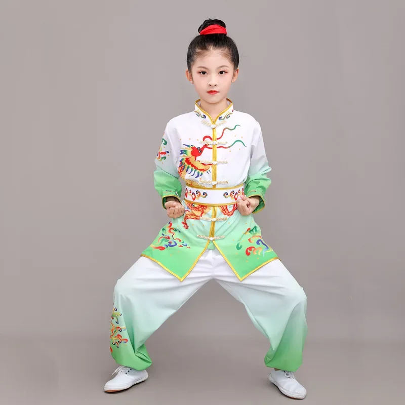 Children Wushu Clothing Dragon Print Uniforms Kung Fu Performance Costumes Adult Kid Chinese Traditional Martial Art Outfits