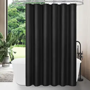 Lớp lót rèm tắm màu đen, vải đơn giản, có thể giặt bằng máy, phòng tắm hiện đại, 12 nhựa, 1 % 10 Rèm phòng tắm nhựa chính bán hàng - №8