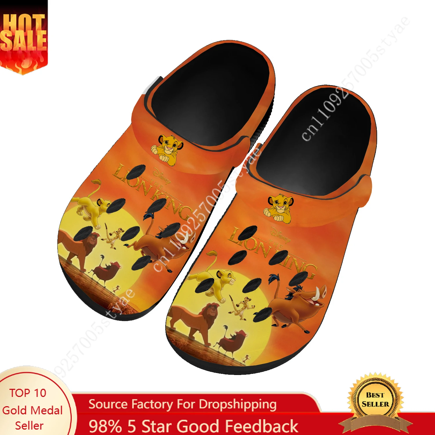 

Disney The Lion King Water Shoes Men Womens High Quality Fashion Home Garden Clogs Custom Sandals Beach Breathable Hole Slippers