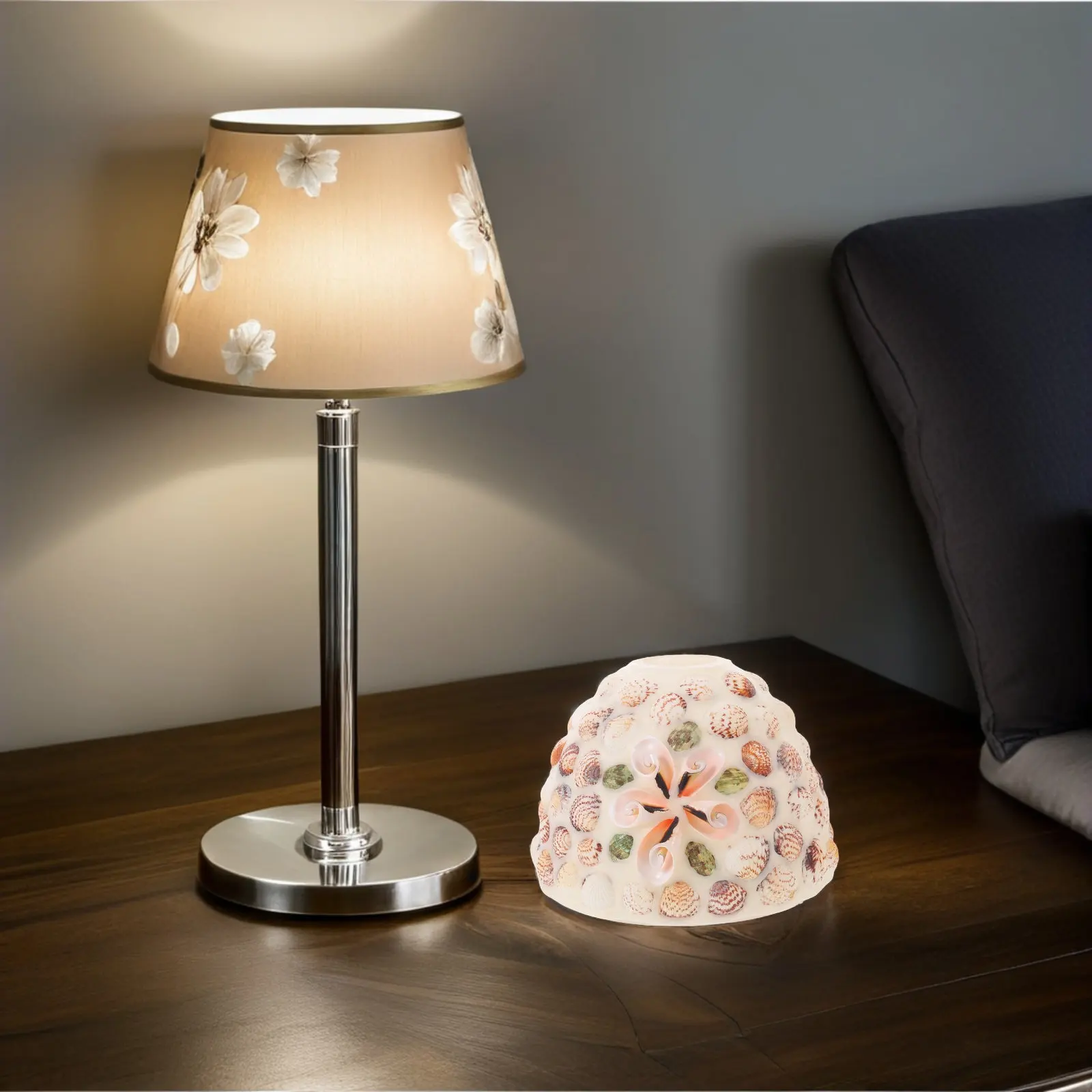 Seashell Mosaic Glass Lamp Shade Replacement for Coastal Nautical Home Decor – 4.2cm Top Hole Diameter